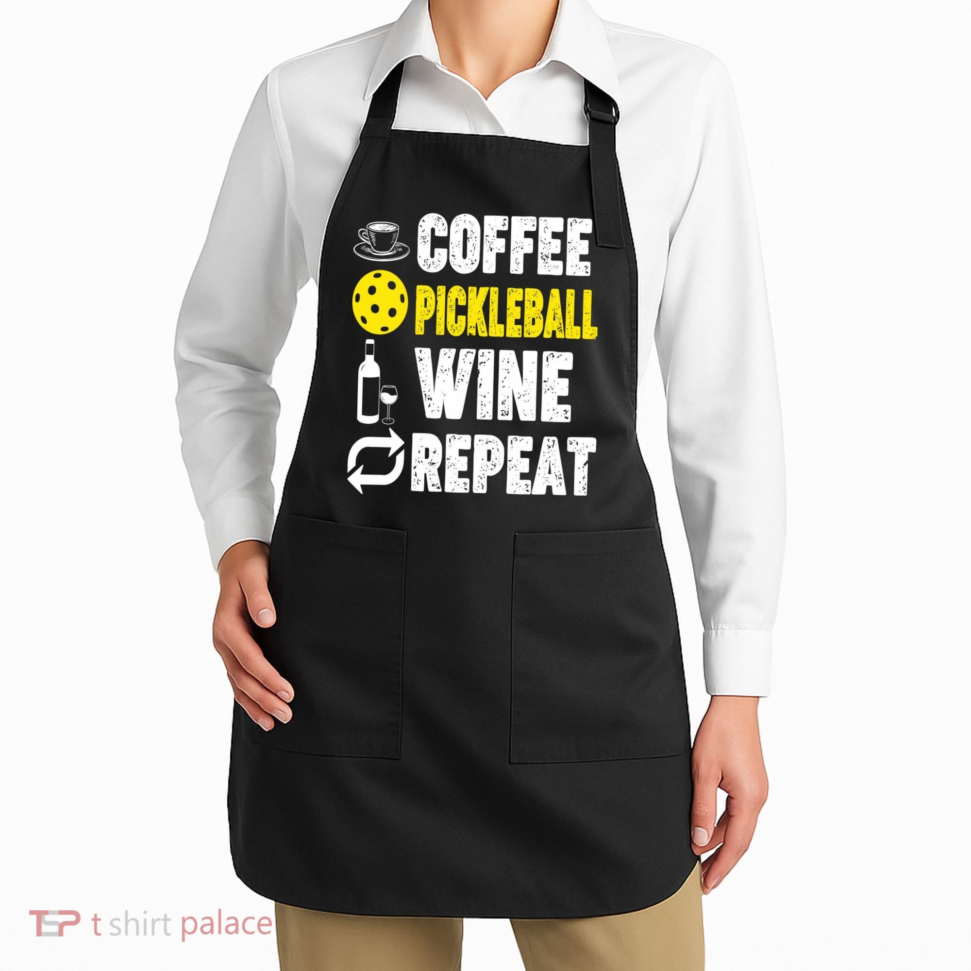  Funny Coffee Pickleball Wine Repeat Gift Apron