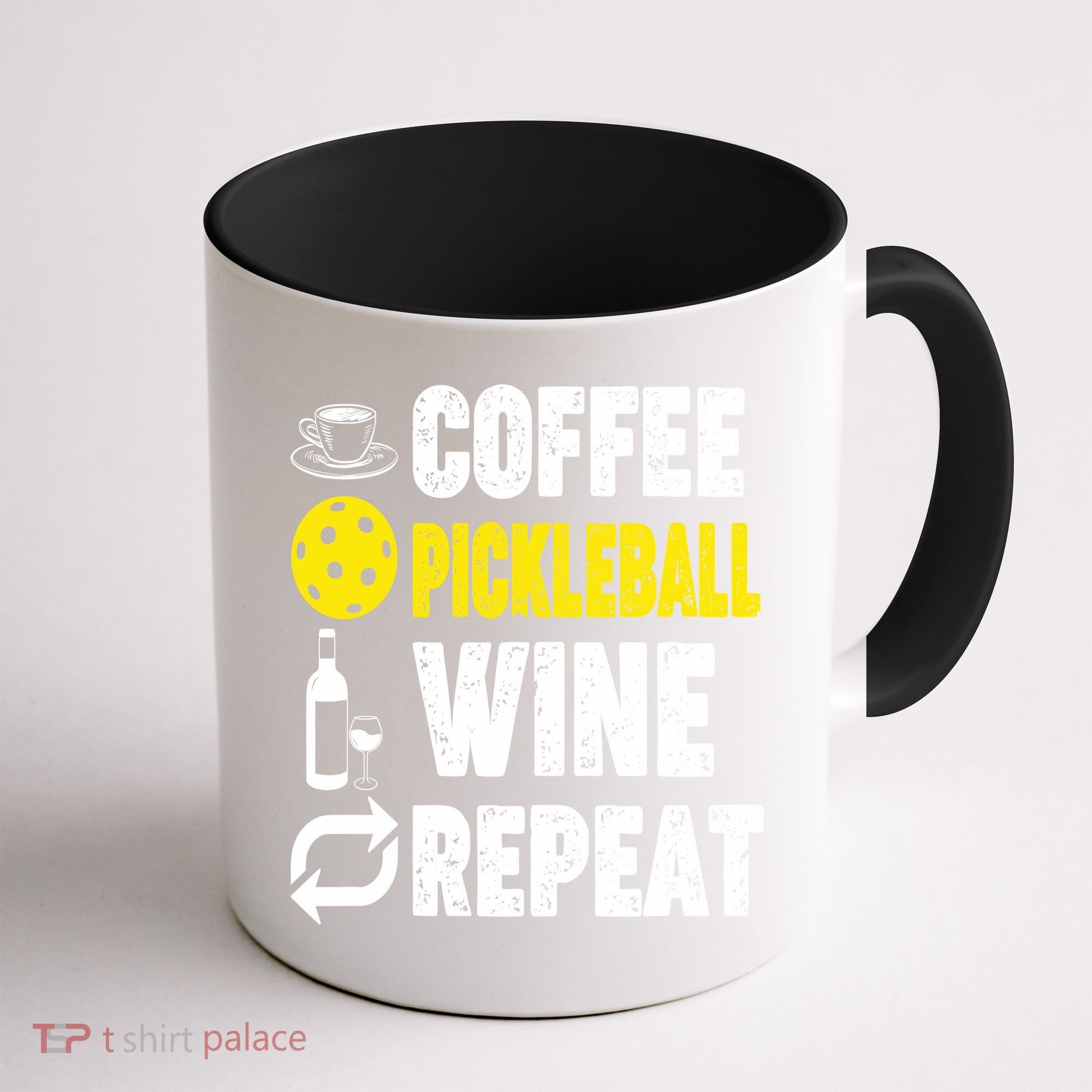  Funny Coffee Pickleball Wine Repeat Gift Coffee Mug
