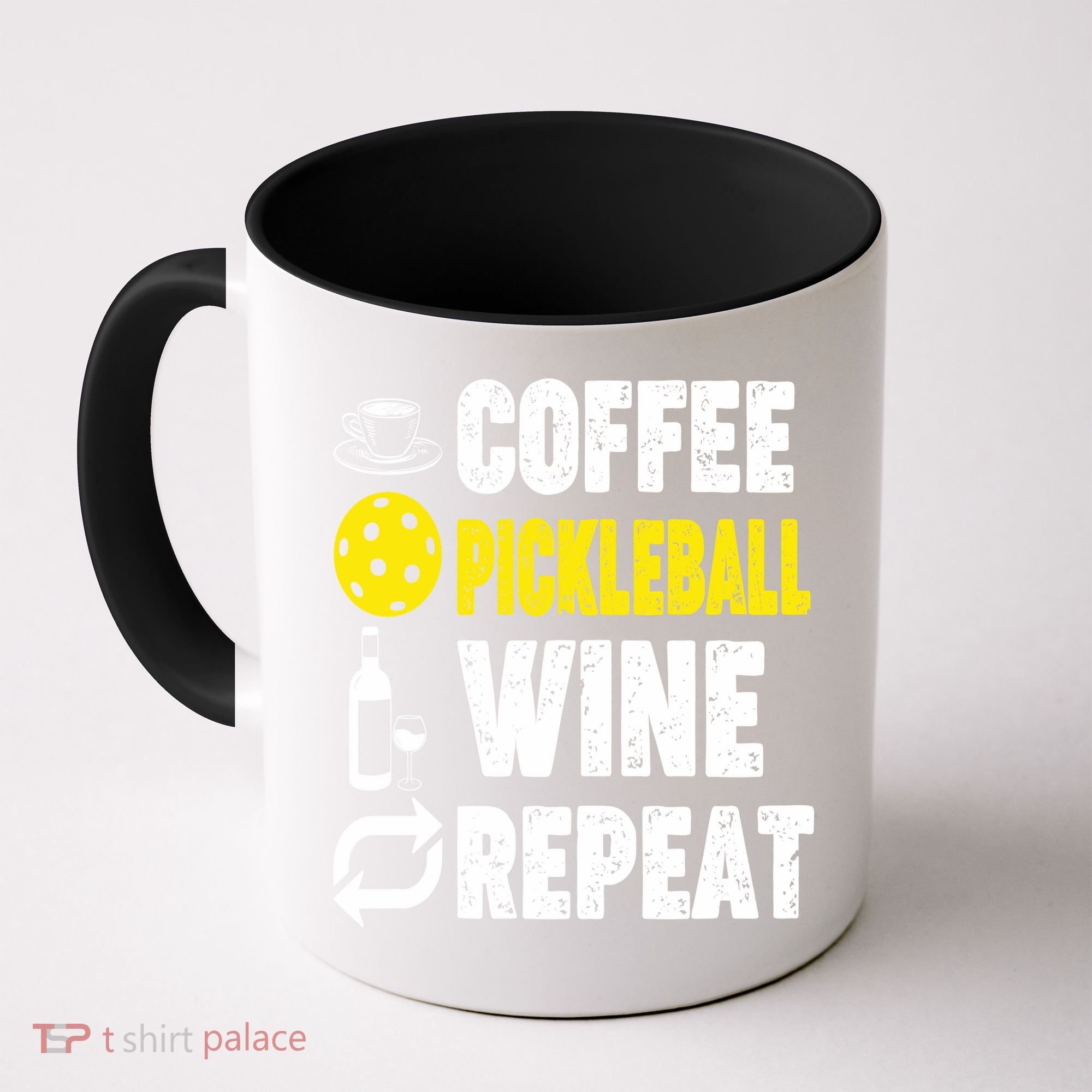  Funny Coffee Pickleball Wine Repeat Gift Coffee Mug
