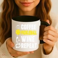  Funny Coffee Pickleball Wine Repeat Gift Coffee Mug thumb 3