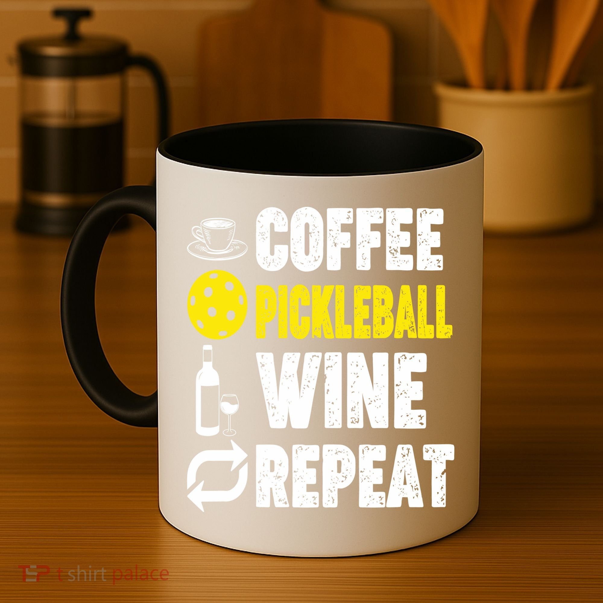  Funny Coffee Pickleball Wine Repeat Gift Coffee Mug