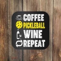  Funny Coffee Pickleball Wine Repeat Gift Coaster thumb 0