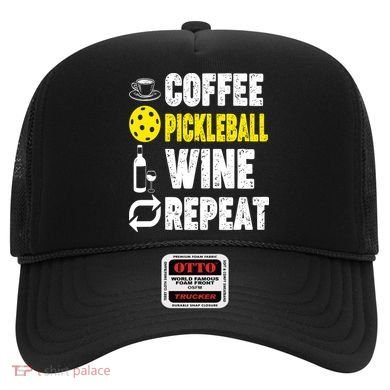  Funny Coffee Pickleball Wine Repeat Gift Hat