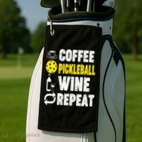  Funny Coffee Pickleball Wine Repeat Gift Golf Towel thumb 2