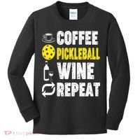  Funny Coffee Pickleball Wine Repeat Gift Kids Long Sleeve Shirt thumb 0