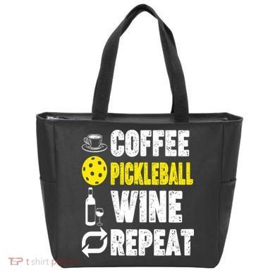  Funny Coffee Pickleball Wine Repeat Gift Tote Bag