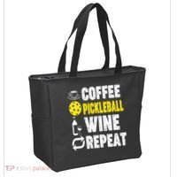  Funny Coffee Pickleball Wine Repeat Gift Tote Bag thumb 2