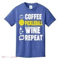  Funny Coffee Pickleball Wine Repeat Gift Kids T-Shirt thumb 0