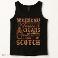 Weekend Forecast Cigars With Chance Of Scotch Dad Father Tank Top thumb 2