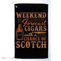 Weekend Forecast Cigars With Chance Of Scotch Dad Father Golf Towel thumb 0