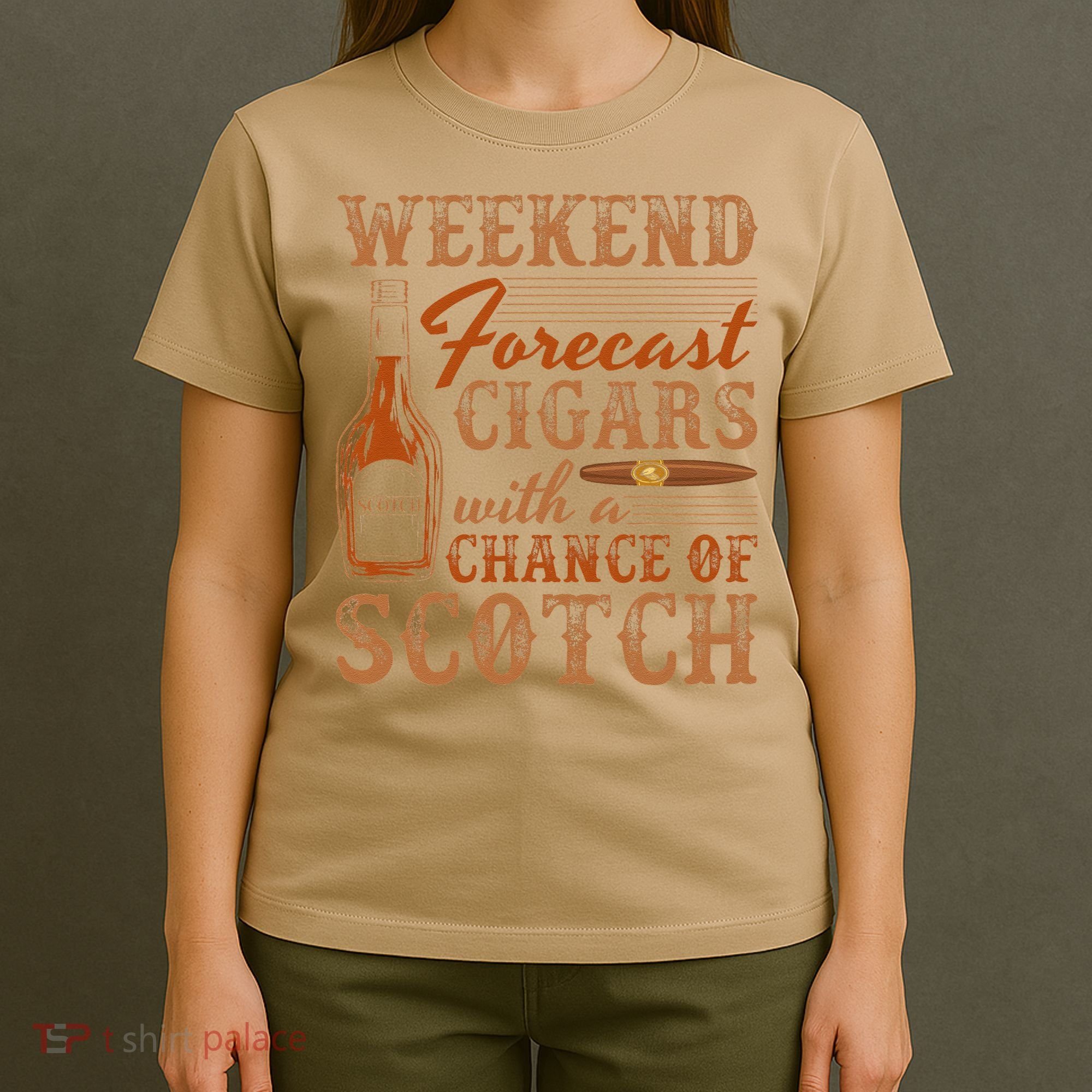Weekend Forecast Cigars With Chance Of Scotch Dad Father T-Shirt
