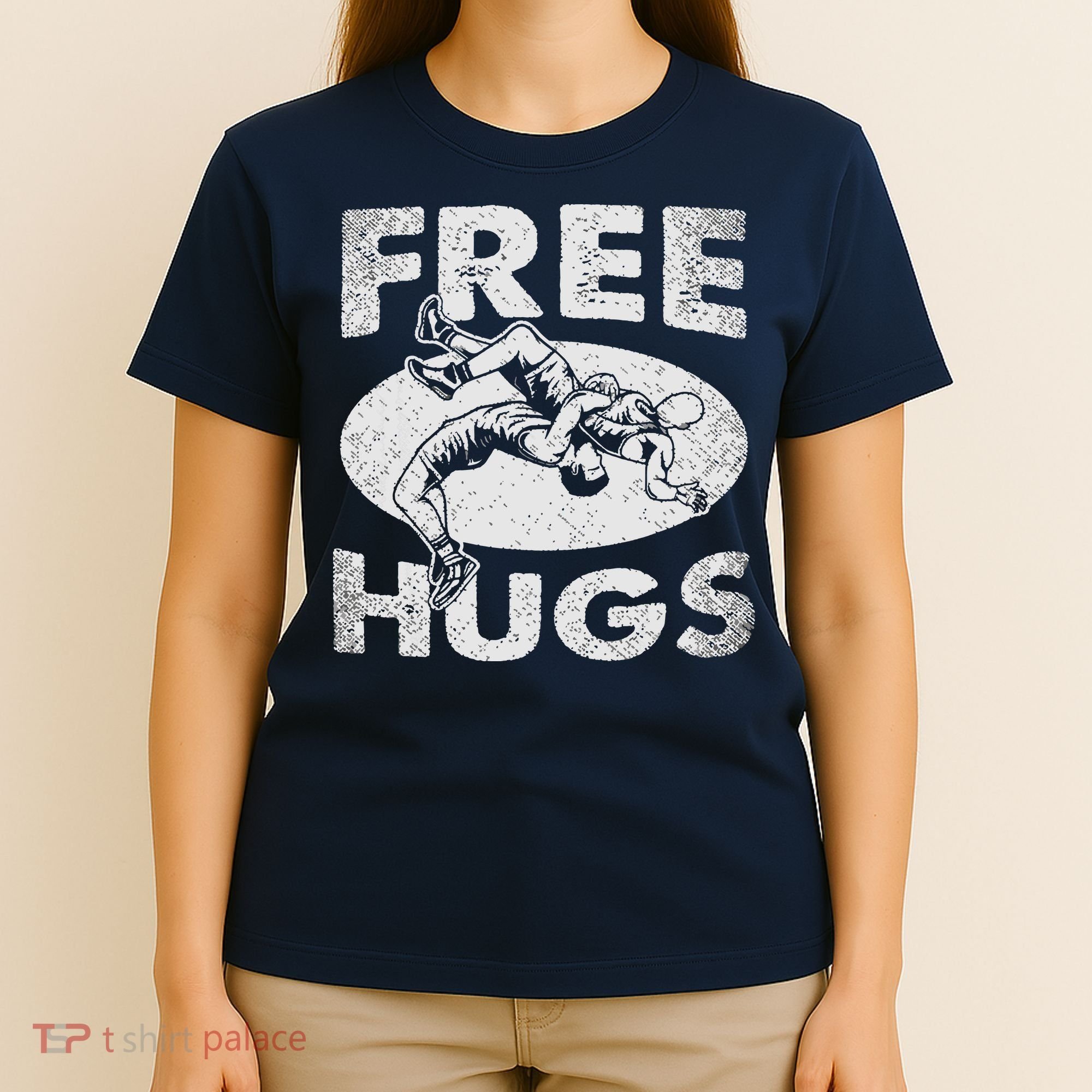 Wrestling Funny Free Hugs Wrestling T-Shirt