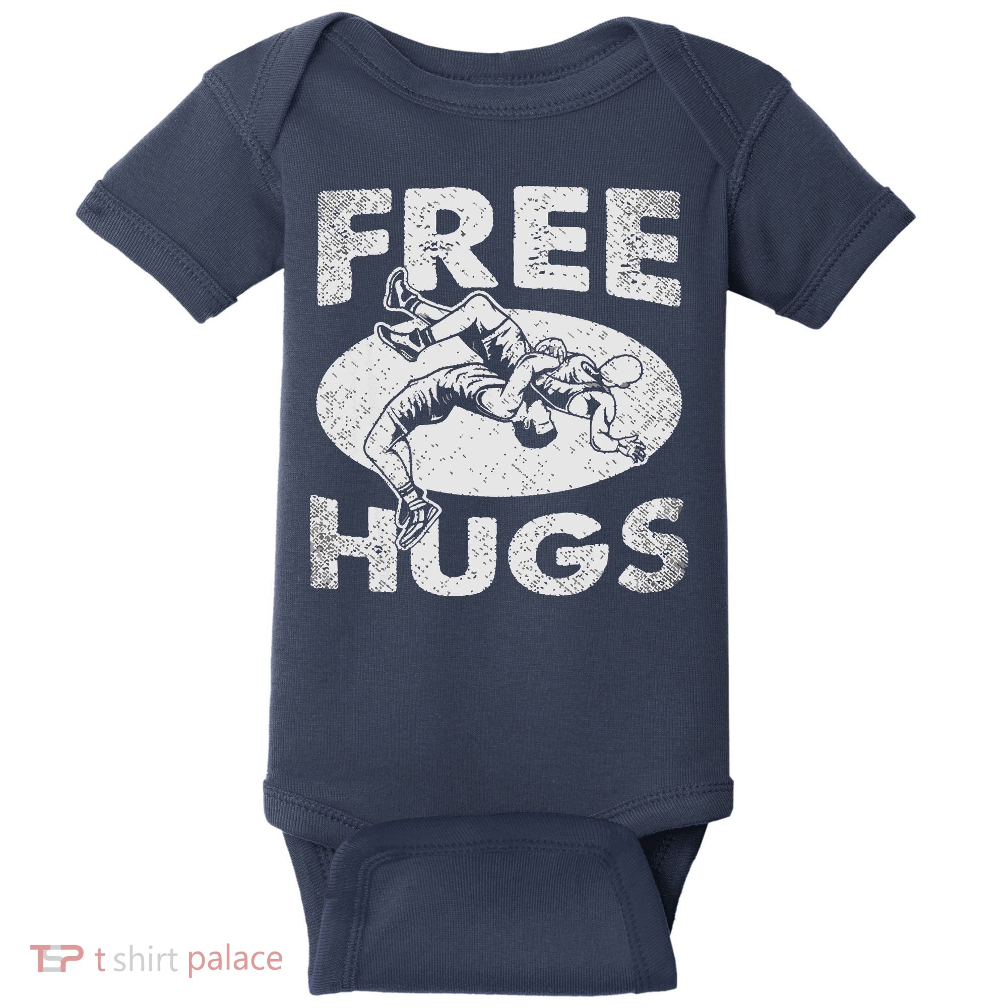 Wrestling Funny Free Hugs Wrestling Baby Bodysuit