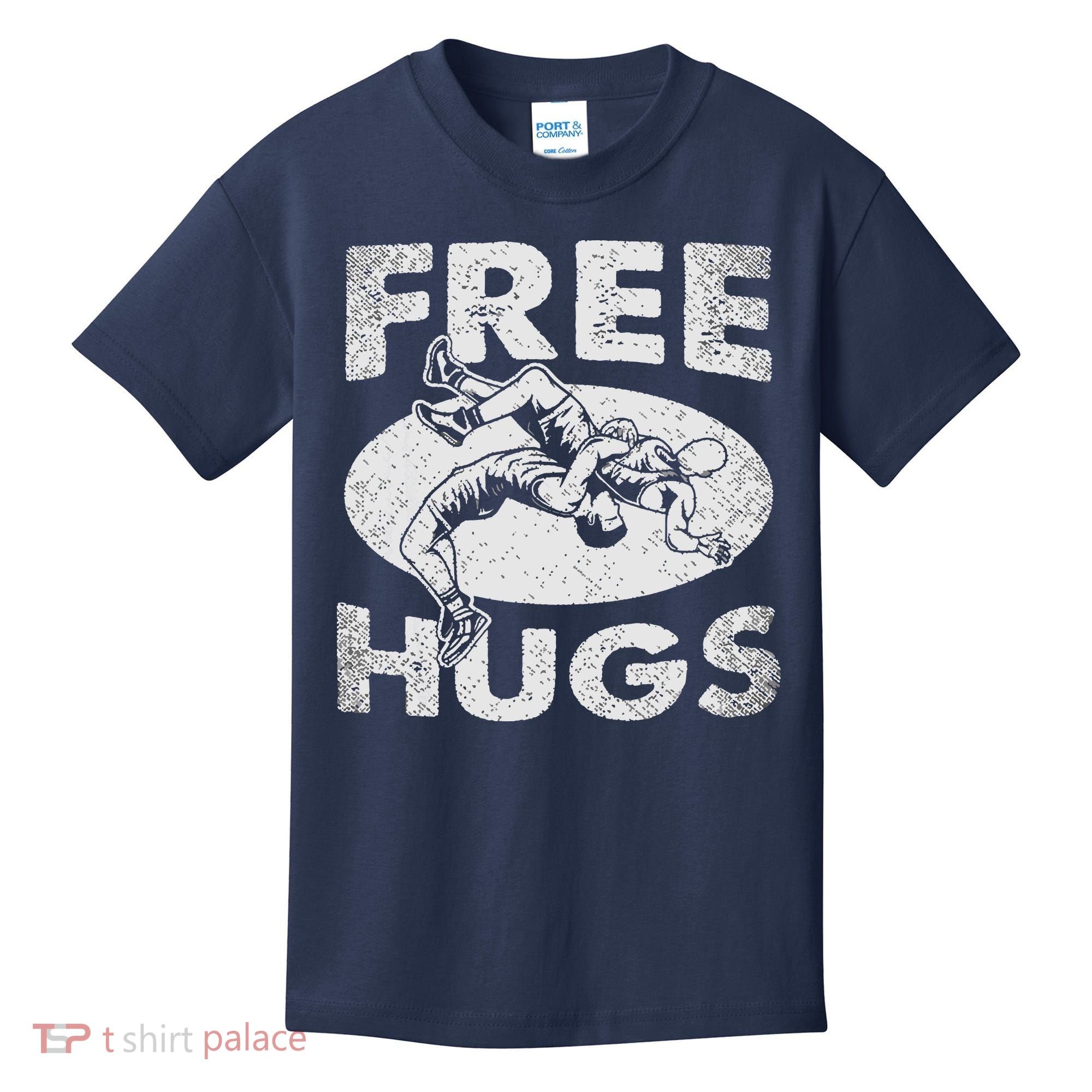 Wrestling Funny Free Hugs Wrestling Kids T-Shirt