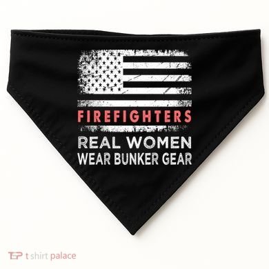Womens Firefighter Female Fire Fighter Firefighting Mom Funny Gift USA-Made Doggie Bandana