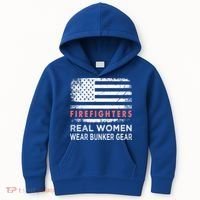 Womens Firefighter Female Fire Fighter Firefighting Mom Funny Gift Kids Hoodie thumb 0