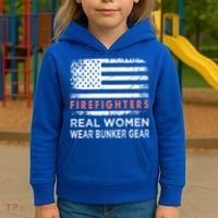 Womens Firefighter Female Fire Fighter Firefighting Mom Funny Gift Kids Hoodie thumb 3