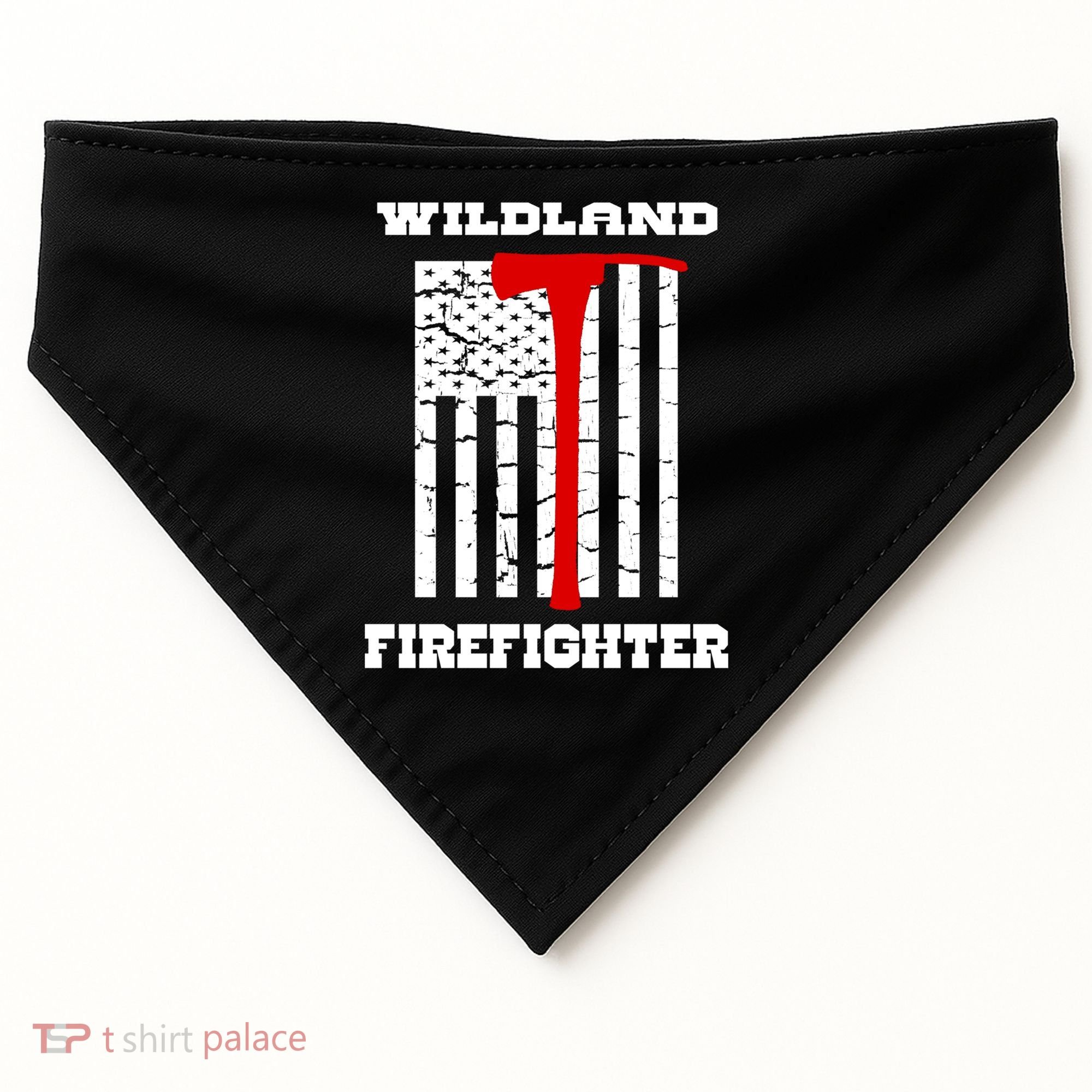 Wildland Firefighter Flag With Pulaski Hooded Gift USA-Made Doggie Bandana