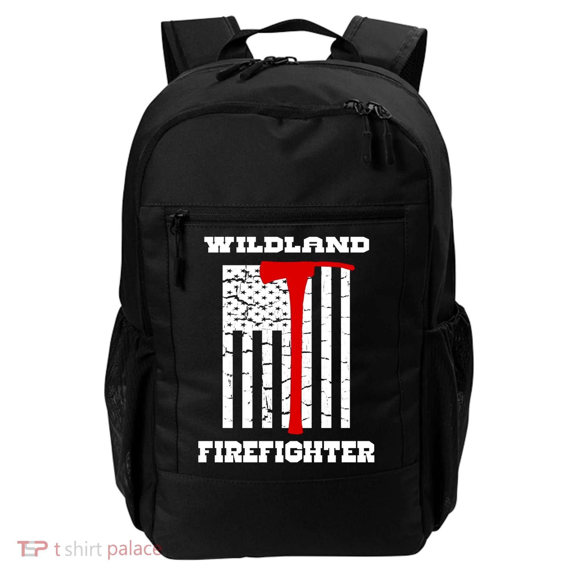 Wildland Firefighter Flag With Pulaski Hooded Gift Backpack
