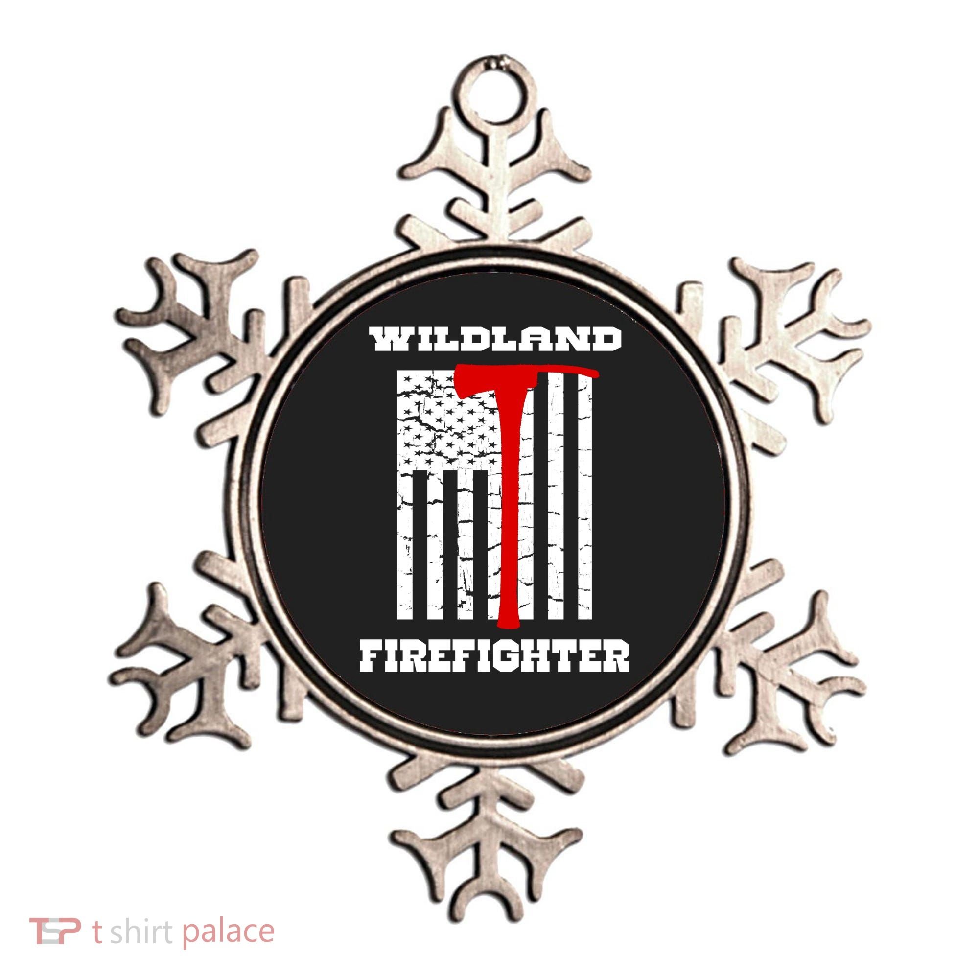 Wildland Firefighter Flag With Pulaski Hooded Gift Ornament