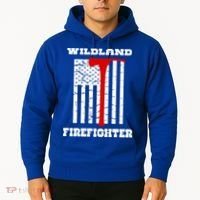 Wildland Firefighter Flag With Pulaski Hooded Gift Hoodie thumb 2