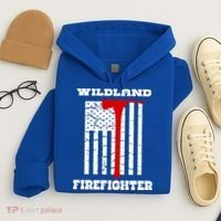 Wildland Firefighter Flag With Pulaski Hooded Gift Hoodie thumb 4