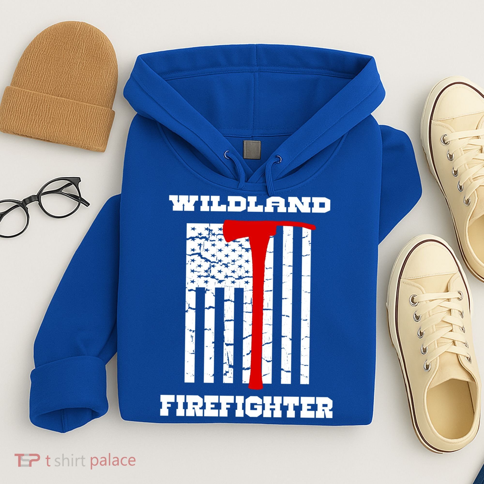Wildland Firefighter Flag With Pulaski Hooded Gift Hoodie
