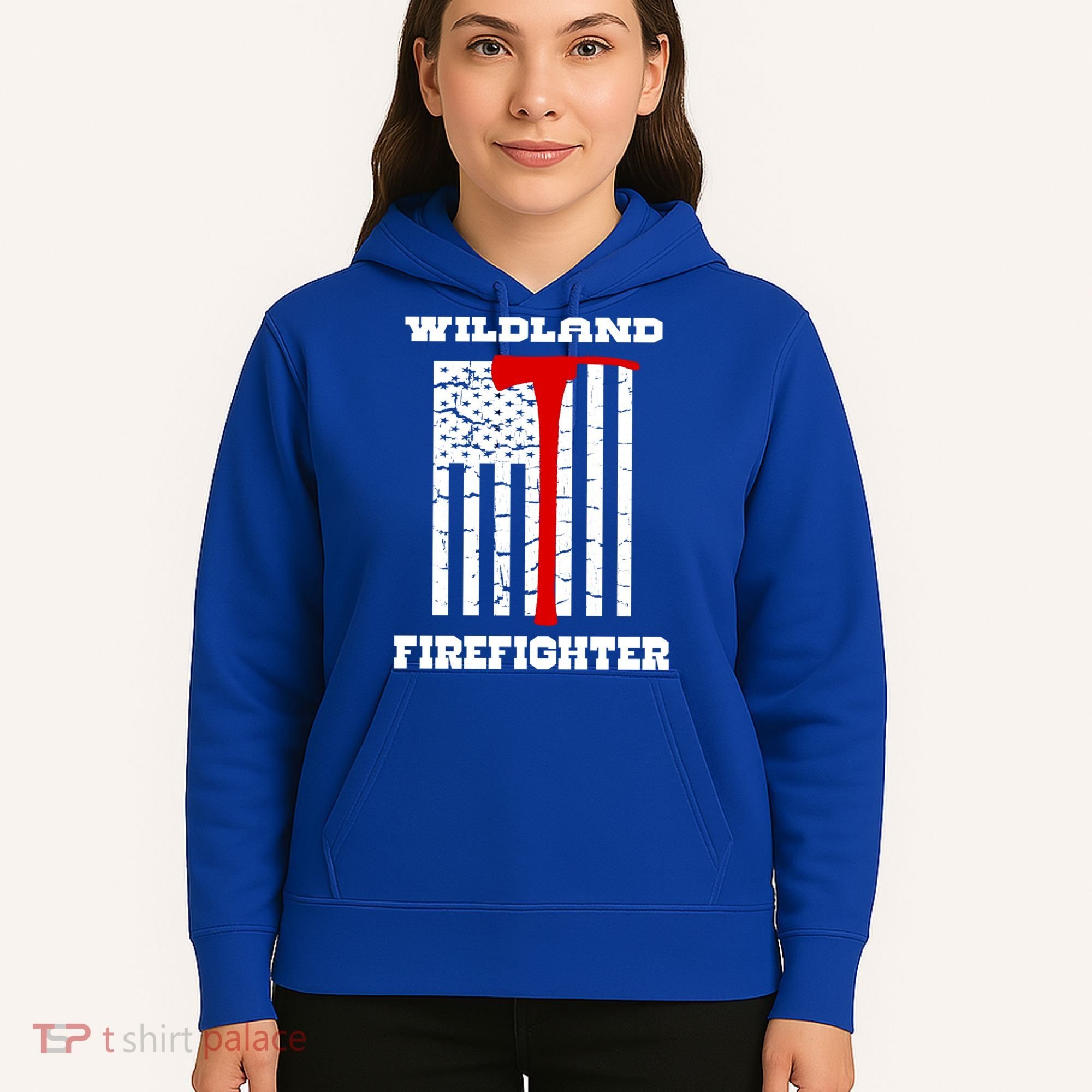 Wildland Firefighter Flag With Pulaski Hooded Gift Hoodie
