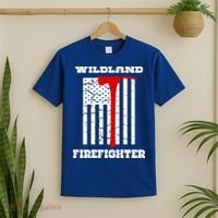 Wildland Firefighter Flag With Pulaski Hooded Gift T-Shirt thumb 2