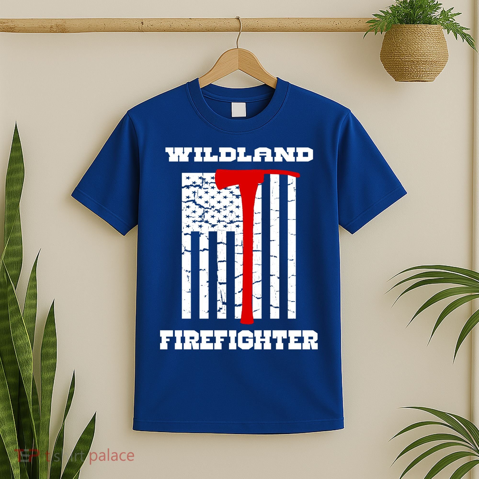 Wildland Firefighter Flag With Pulaski Hooded Gift T-Shirt