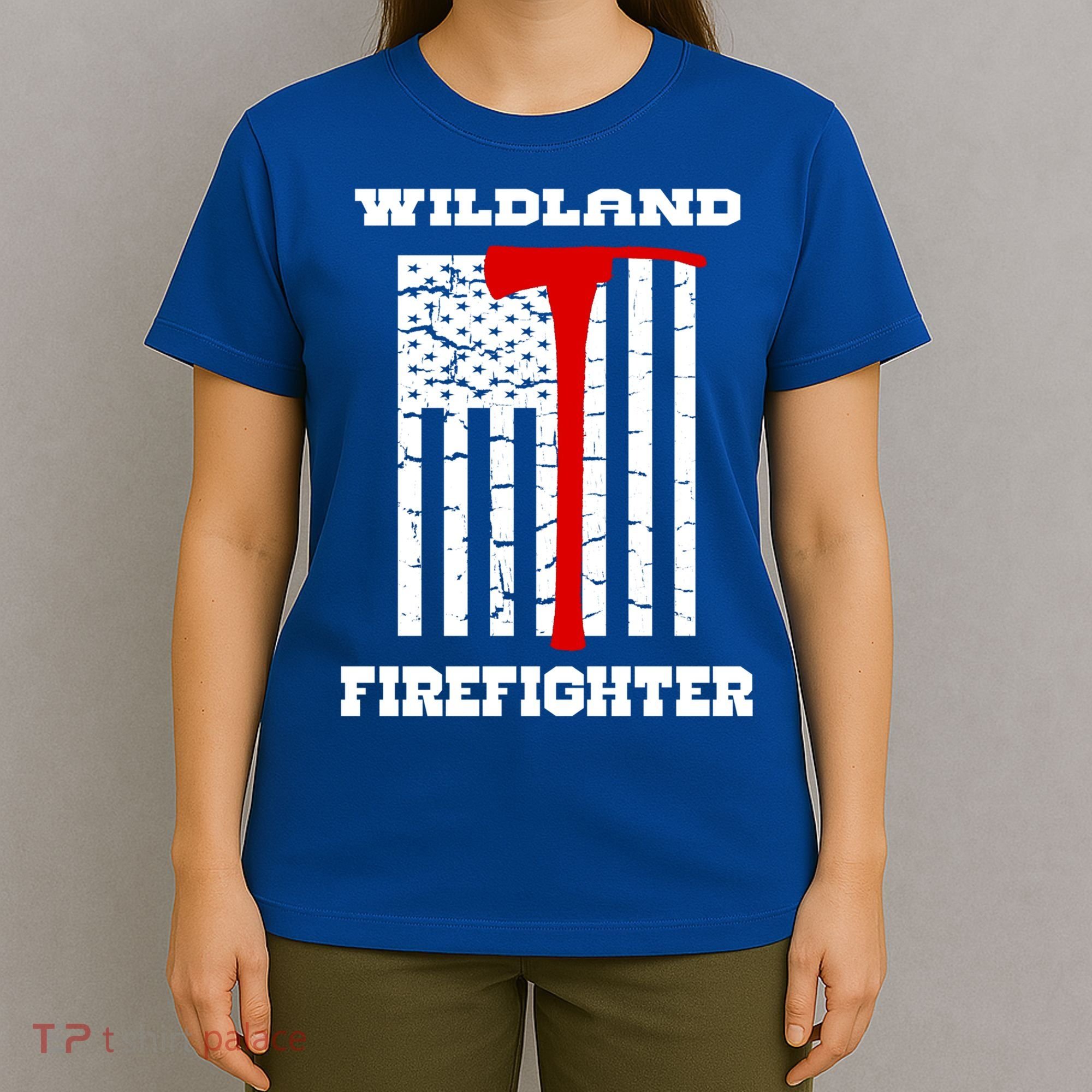 Wildland Firefighter Flag With Pulaski Hooded Gift T-Shirt