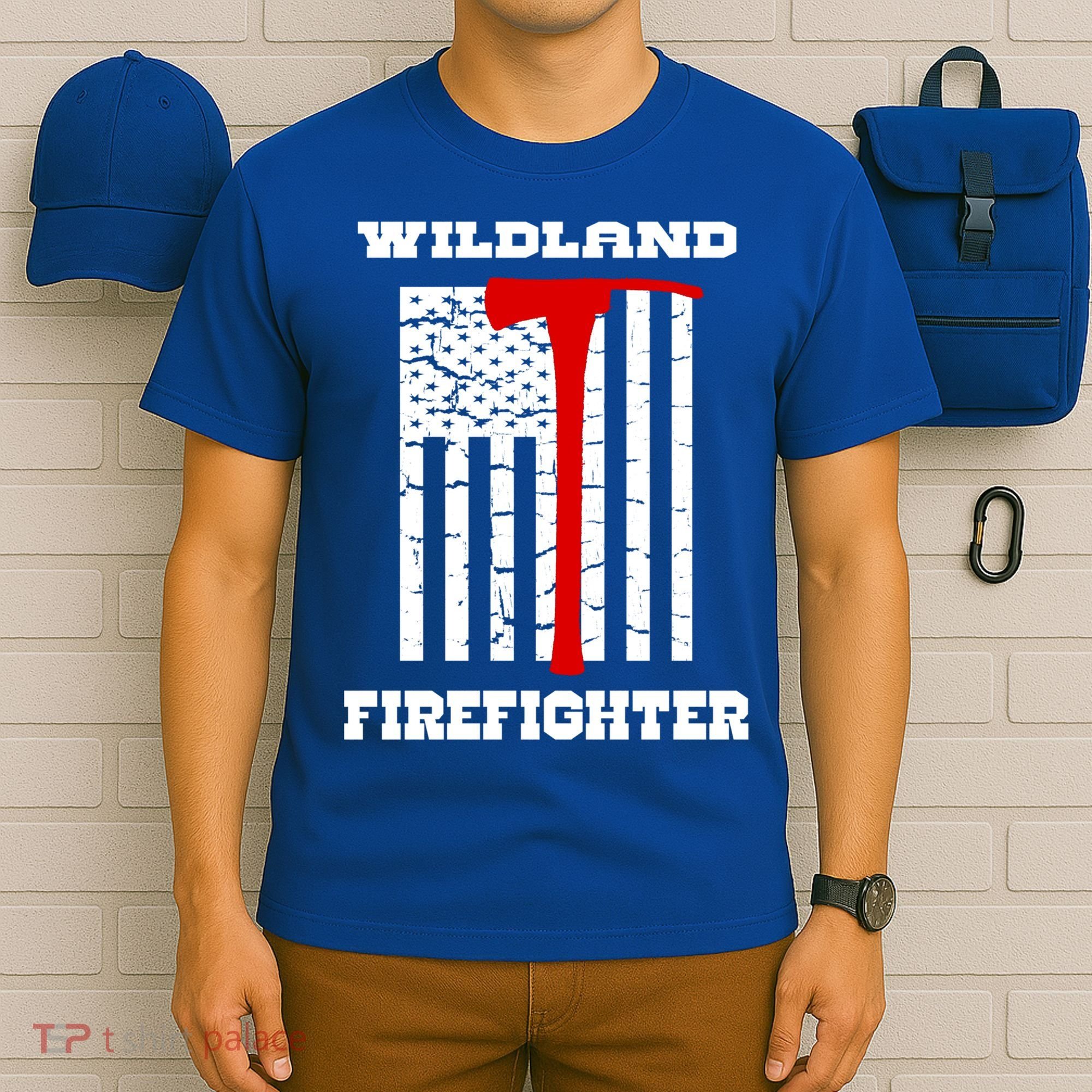 Wildland Firefighter Flag With Pulaski Hooded Gift T-Shirt