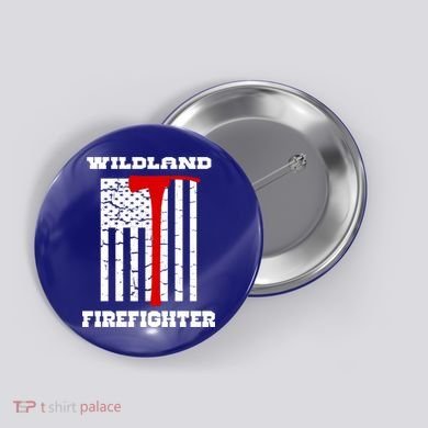 Wildland Firefighter Flag With Pulaski Hooded Gift Button