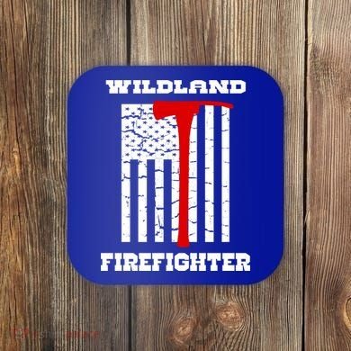 Wildland Firefighter Flag With Pulaski Hooded Gift Coaster