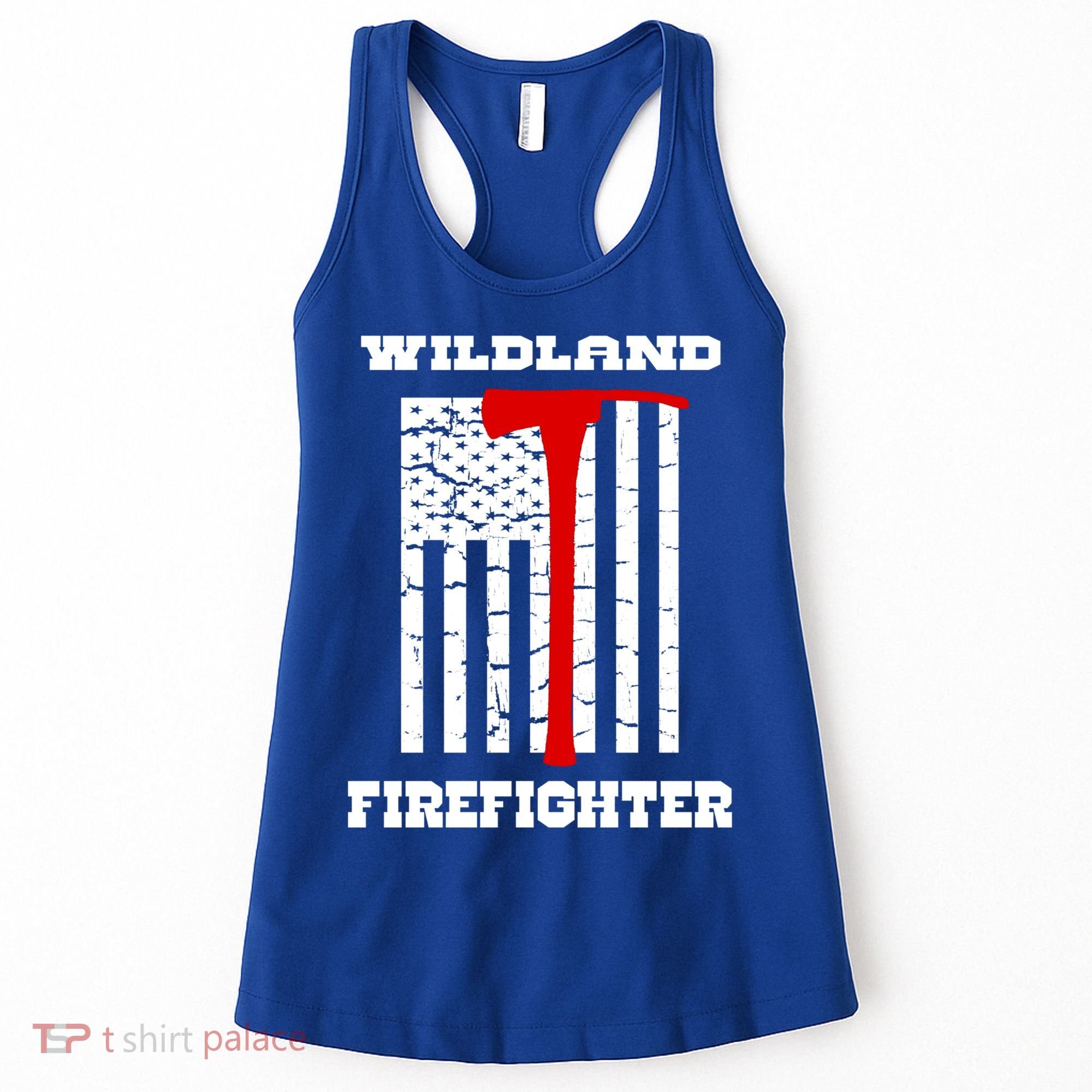 Wildland Firefighter Flag With Pulaski Hooded Gift Women's Tank Top