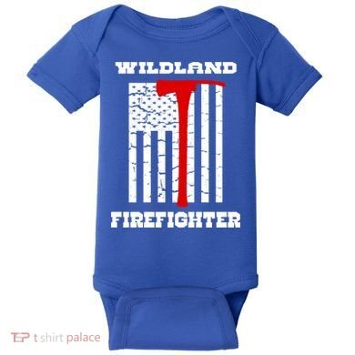 Wildland Firefighter Flag With Pulaski Hooded Gift Baby Bodysuit
