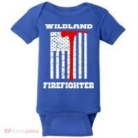 Wildland Firefighter Flag With Pulaski Hooded Gift Baby Bodysuit thumb 0