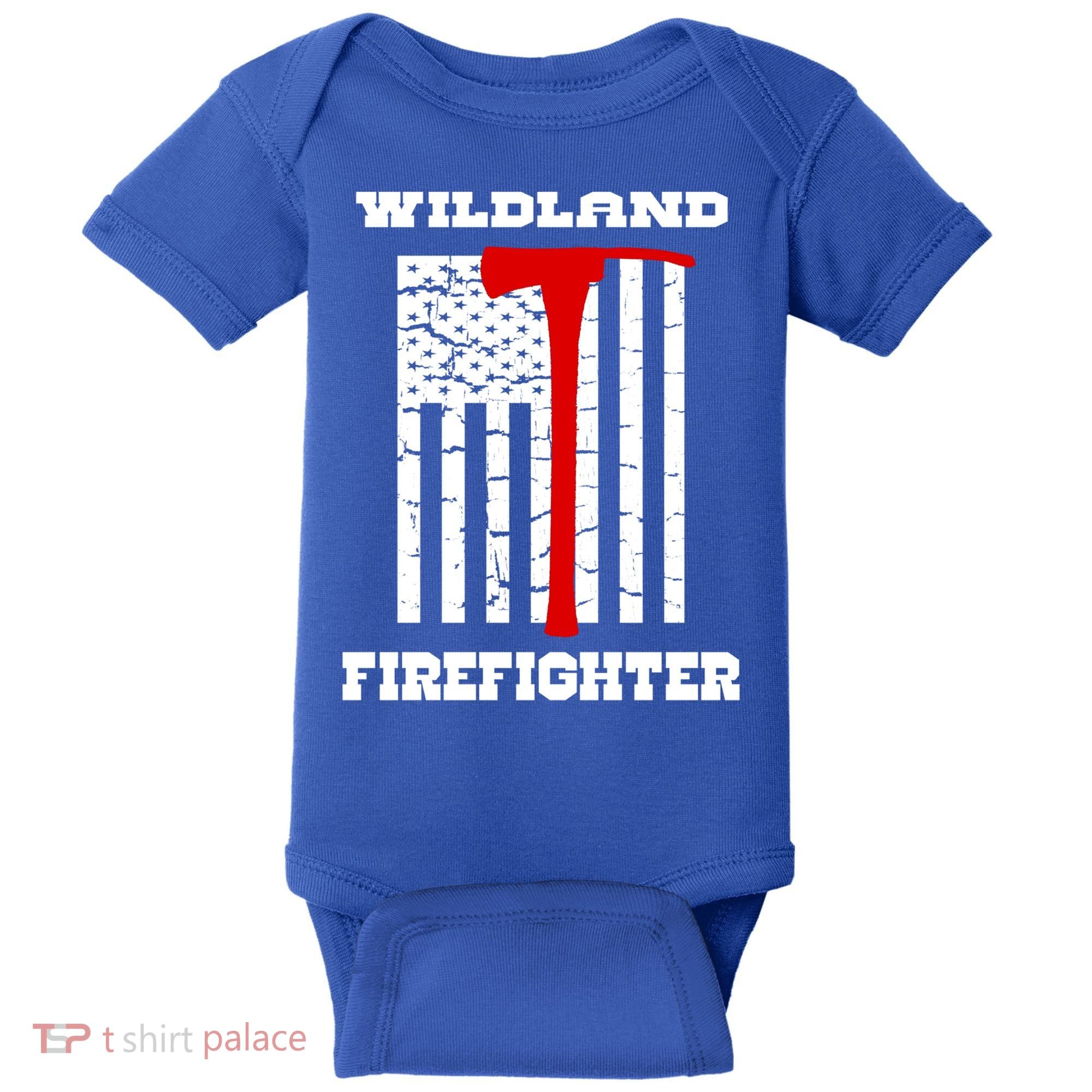Wildland Firefighter Flag With Pulaski Hooded Gift Baby Bodysuit
