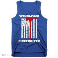 Wildland Firefighter Flag With Pulaski Hooded Gift Tank Top thumb 0