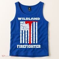 Wildland Firefighter Flag With Pulaski Hooded Gift Tank Top thumb 2