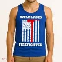 Wildland Firefighter Flag With Pulaski Hooded Gift Tank Top thumb 3