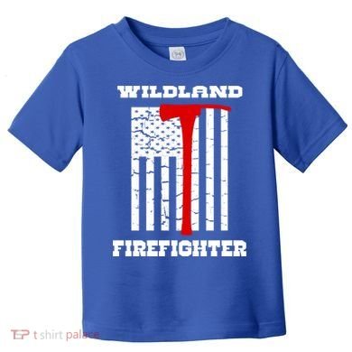 Wildland Firefighter Flag With Pulaski Hooded Gift Toddler T-Shirt
