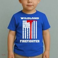 Wildland Firefighter Flag With Pulaski Hooded Gift Toddler T-Shirt thumb 2