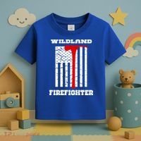 Wildland Firefighter Flag With Pulaski Hooded Gift Toddler T-Shirt thumb 3