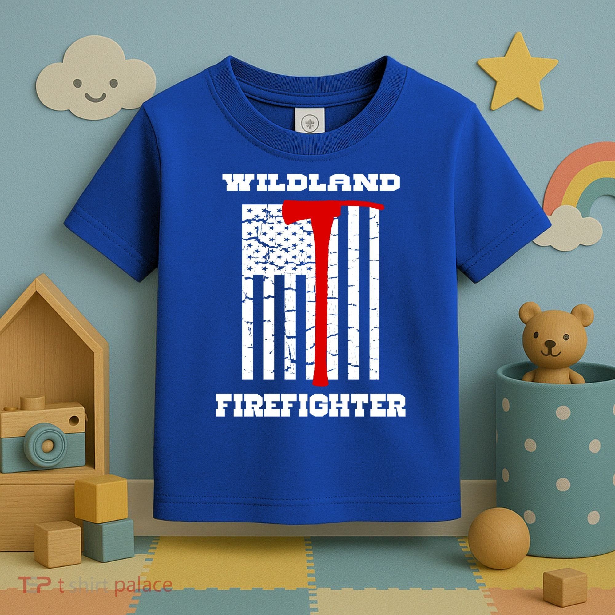 Wildland Firefighter Flag With Pulaski Hooded Gift Toddler T-Shirt