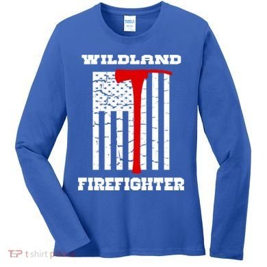 Wildland Firefighter Flag With Pulaski Hooded Gift Women's Long Sleeve Shirt