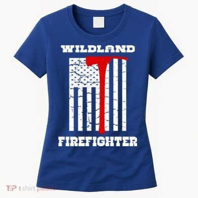 Wildland Firefighter Flag With Pulaski Hooded Gift Women's T-Shirt