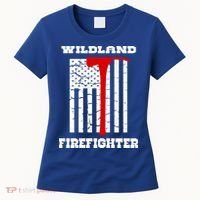 Wildland Firefighter Flag With Pulaski Hooded Gift Women's T-Shirt thumb 0