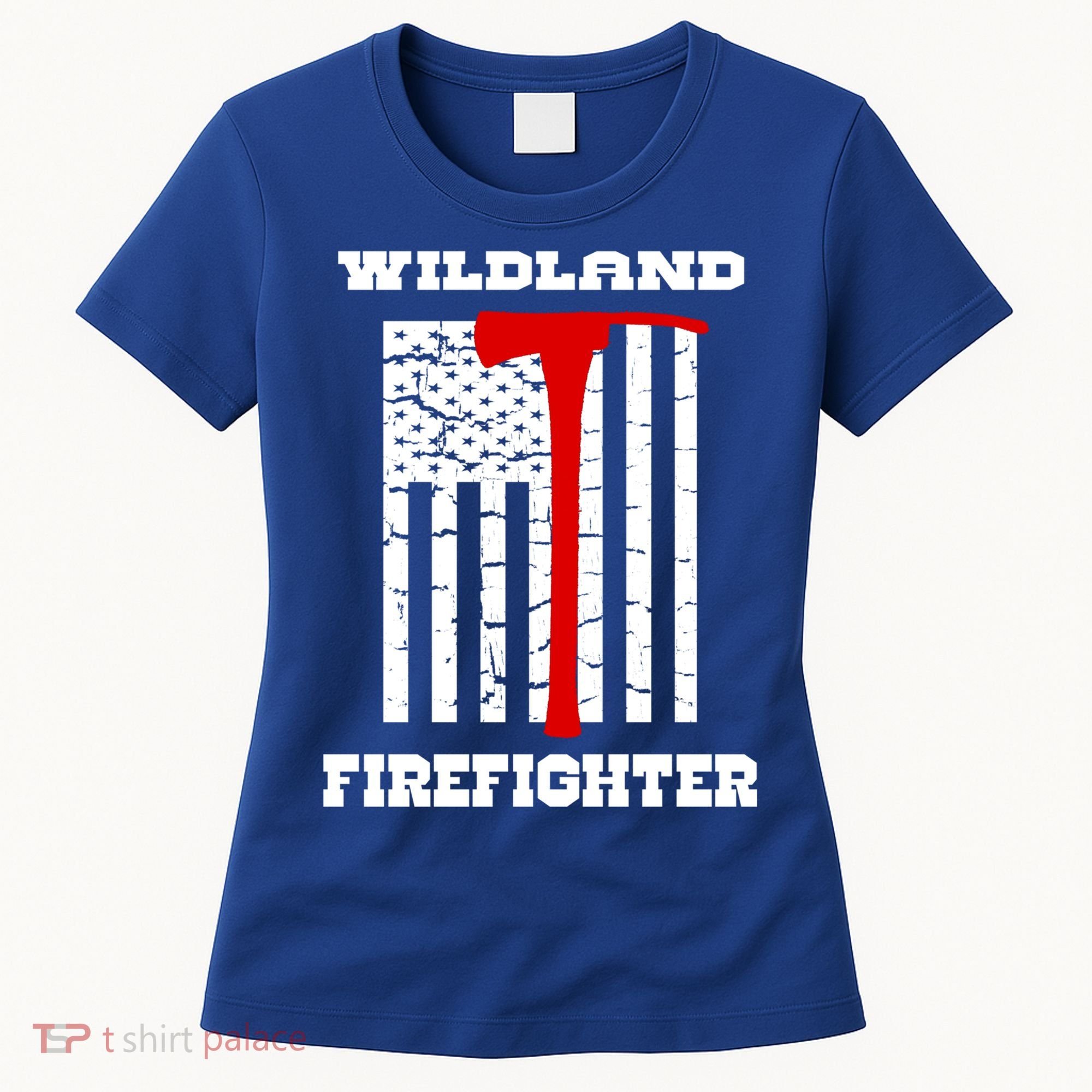 Wildland Firefighter Flag With Pulaski Hooded Gift Women's T-Shirt