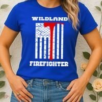 Wildland Firefighter Flag With Pulaski Hooded Gift Women's T-Shirt thumb 2